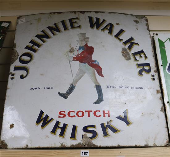 A Johnnie Walker Whisky enamelled advertising sign